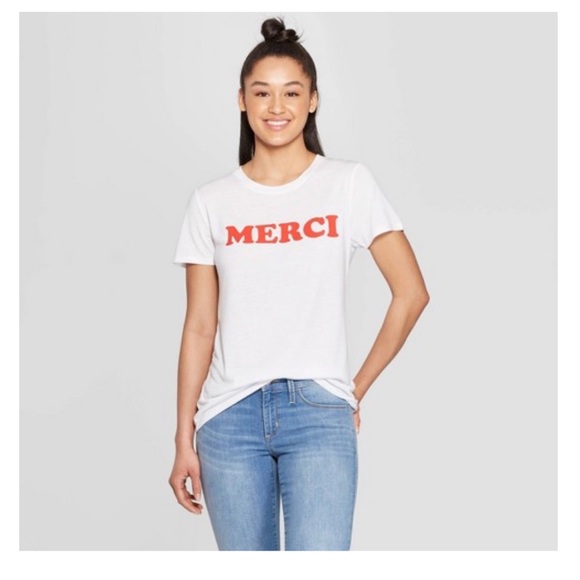 Women's Short Sleeve Merci Graphic T-Shirt - Picture 3 of 3